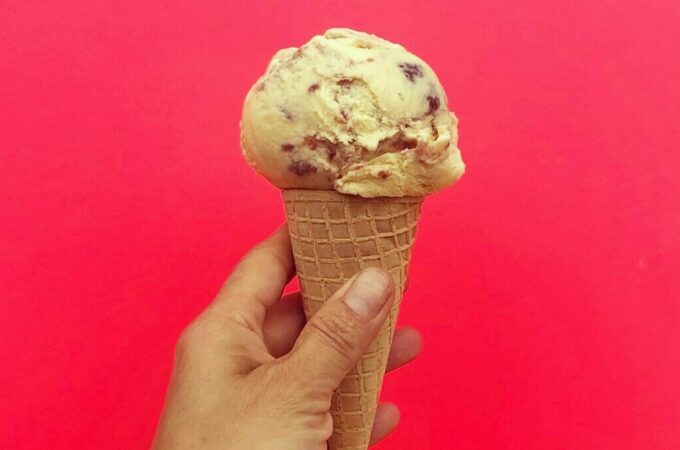 Miso Kefir Ice Cream with Honey Roasted Strawberries