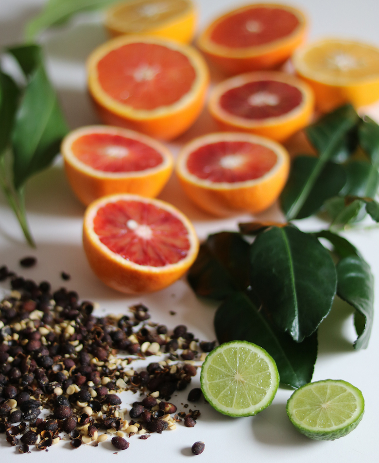 oranges, limes and spicebush